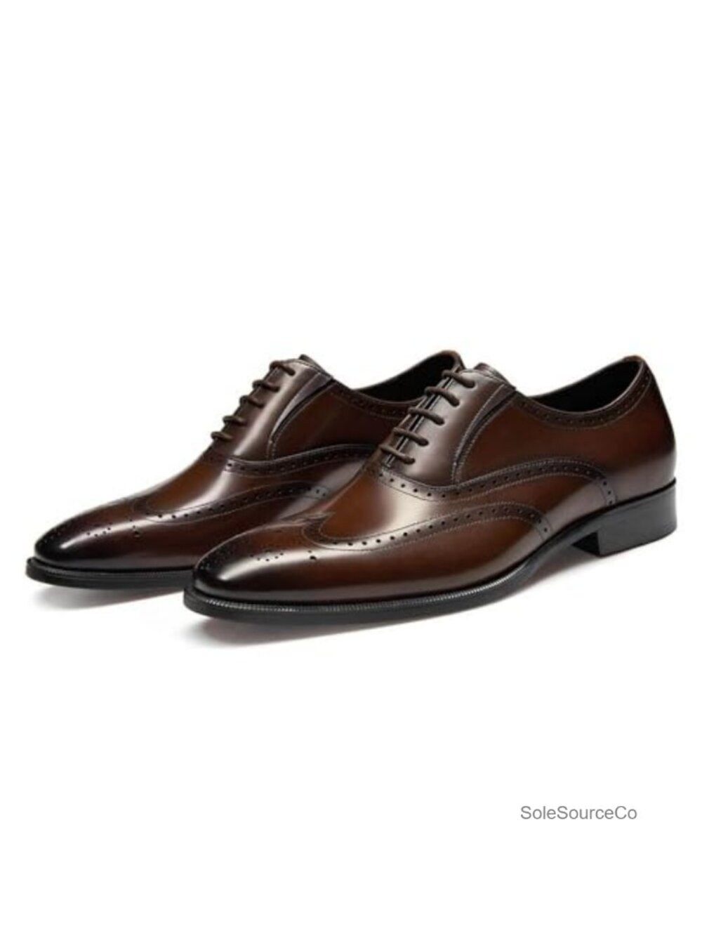 Men's Brogue Oxford Leather Dress Shoes Pointed Toe Lace-Up